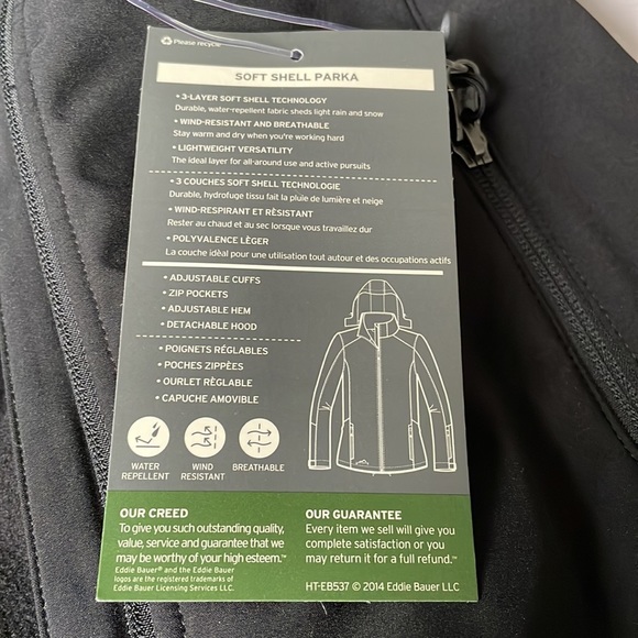 ⭐️NWT⭐️ | Black soft shell parka- Eddie Bauer - Picture 10 of 13